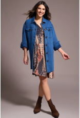 TRIBAL LONG QUILTED JACKET DENIM