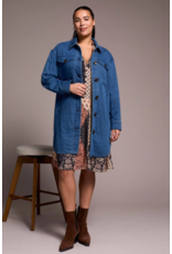 TRIBAL LONG QUILTED JACKET DENIM