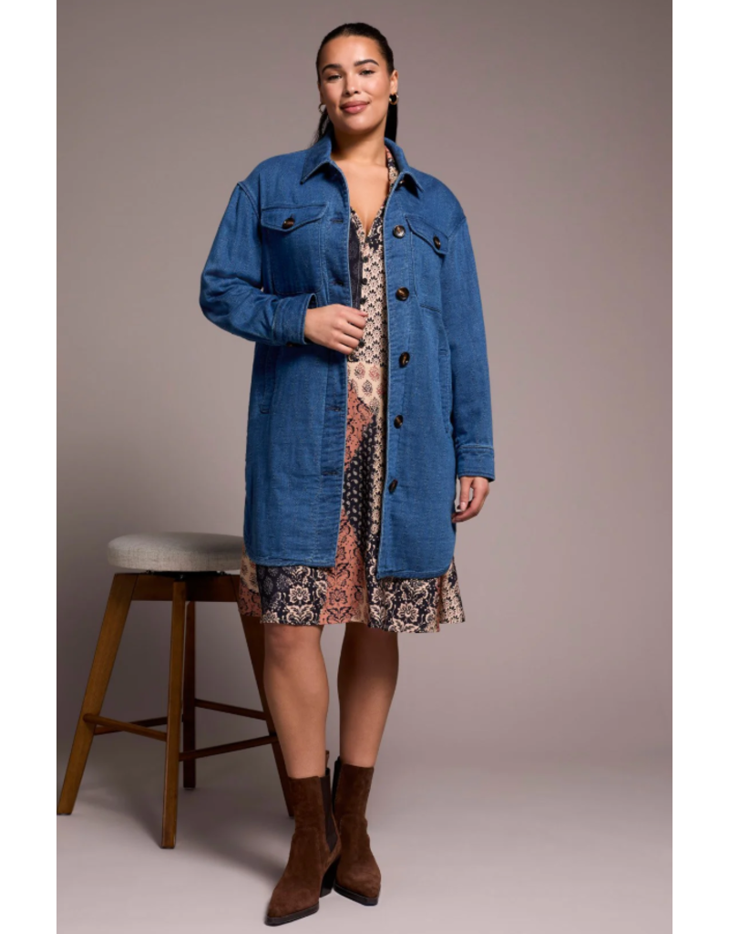 TRIBAL LONG QUILTED JACKET DENIM