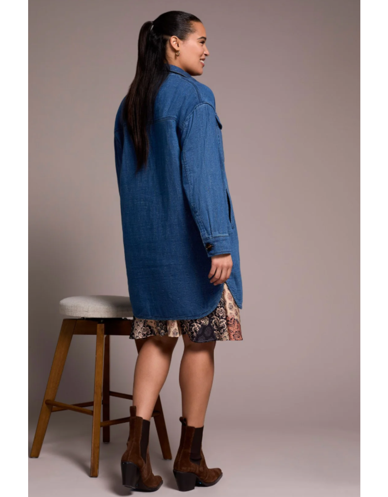 TRIBAL LONG QUILTED JACKET DENIM