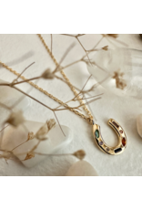 PIKA & BEAR EL DORADO TINY GEMMED HORSESHOE NECKLACE GOLD