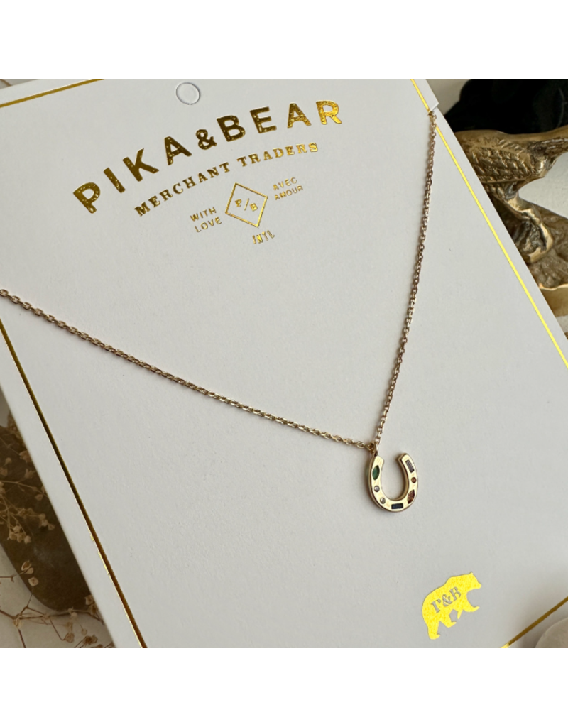 PIKA & BEAR EL DORADO TINY GEMMED HORSESHOE NECKLACE GOLD