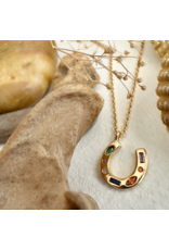 PIKA & BEAR EL DORADO TINY GEMMED HORSESHOE NECKLACE GOLD