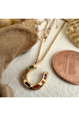 PIKA & BEAR EL DORADO TINY GEMMED HORSESHOE NECKLACE GOLD