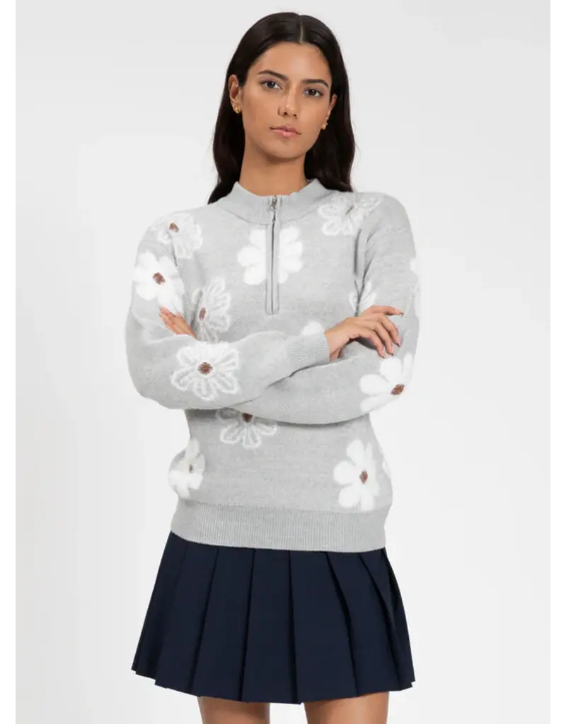 HALF ZIP DAISY SWEATER