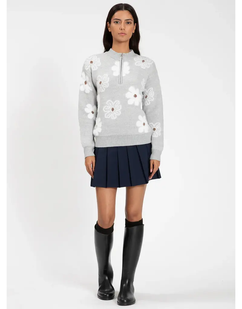 HALF ZIP DAISY SWEATER