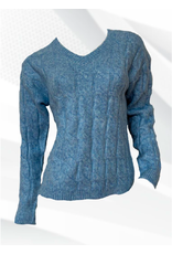 V NECK CABLE KNIT SWEATER