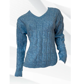 V NECK CABLE KNIT SWEATER