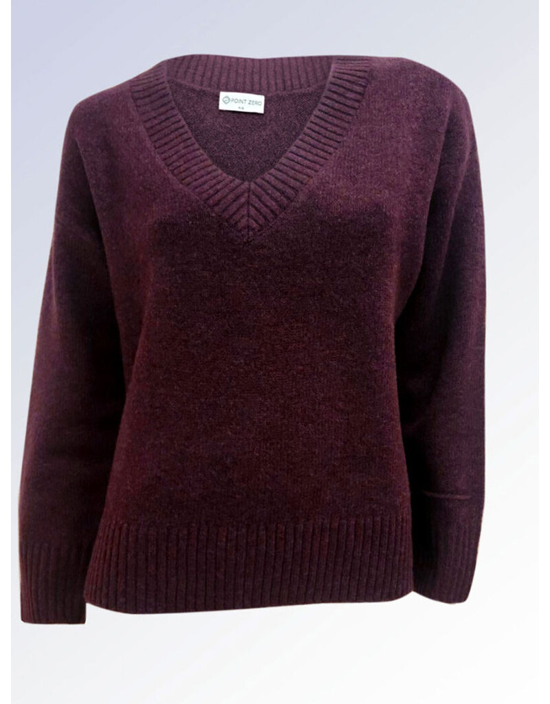 V NECK KNIT PLUM SWEATER