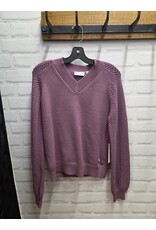 V NECK SWEATER W. KNIT ARM