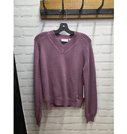V NECK SWEATER W. KNIT ARM