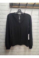 V NECK LONG SLEEVE WITH RIBBED ARM