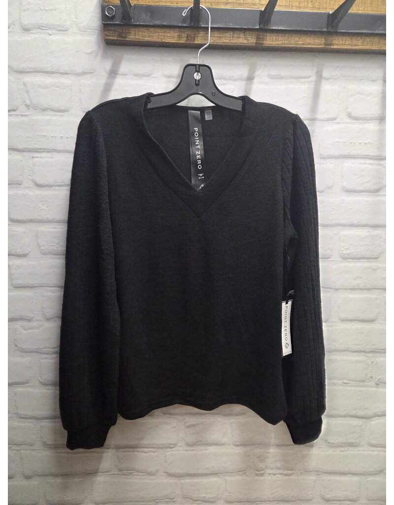 V NECK LONG SLEEVE WITH RIBBED ARM