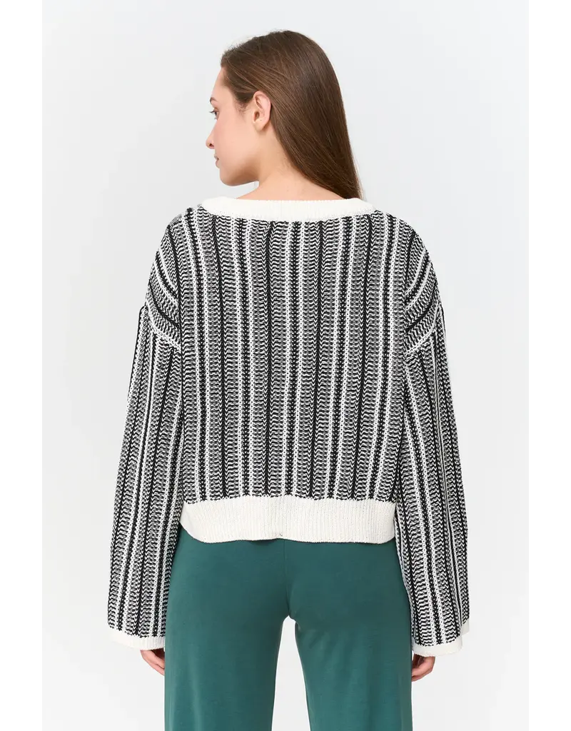 24COLOURS BLACK/WHITE COTTON BLEND SWEATER