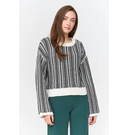 24COLOURS BLACK/WHITE COTTON BLEND SWEATER