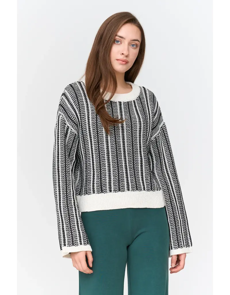 24COLOURS BLACK/WHITE COTTON BLEND SWEATER
