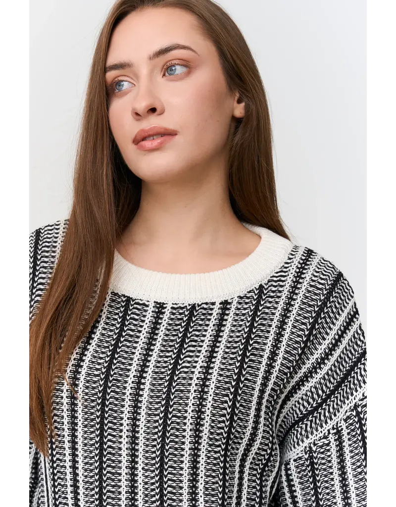 24COLOURS BLACK/WHITE COTTON BLEND SWEATER