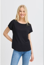 PAMILA ROLLED CUFF COTTON BLEND TEE
