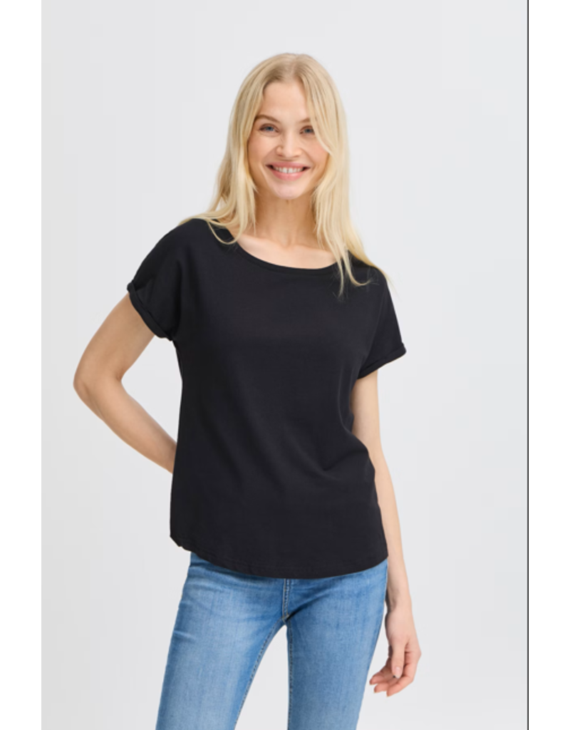 PAMILA ROLLED CUFF COTTON BLEND TEE