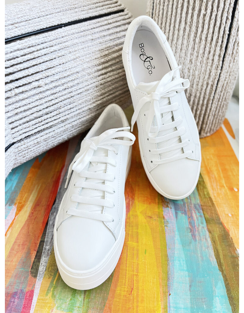 BOS & CO MAYA WHITE LEATHER SNEAKER
