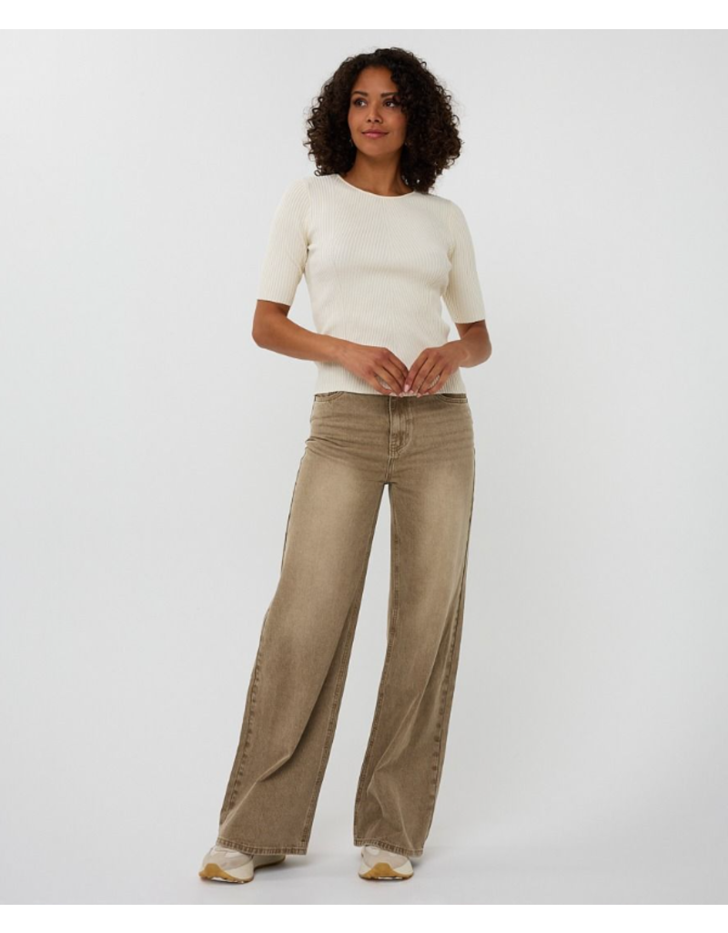 COTTON WIDE LEG DENIM - CARAMEL