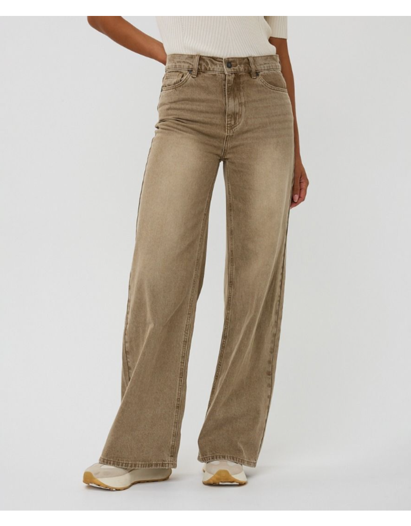 COTTON WIDE LEG DENIM - CARAMEL