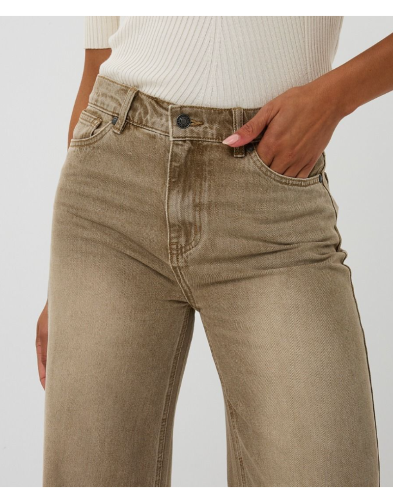 COTTON WIDE LEG DENIM - CARAMEL