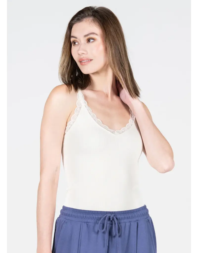 C'EST MOI BAMBOO TANK w/LACE TRIM ONE SIZE