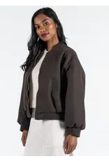 C'EST MOI FRONT ZIP BOMBER JACKET ESPRESSO