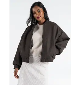 C'EST MOI FRONT ZIP BOMBER JACKET ESPRESSO