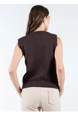 C'EST MOI BUTTON DOWN CABLE KNIT VEST COFFEE