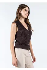 C'EST MOI BUTTON DOWN CABLE KNIT VEST COFFEE