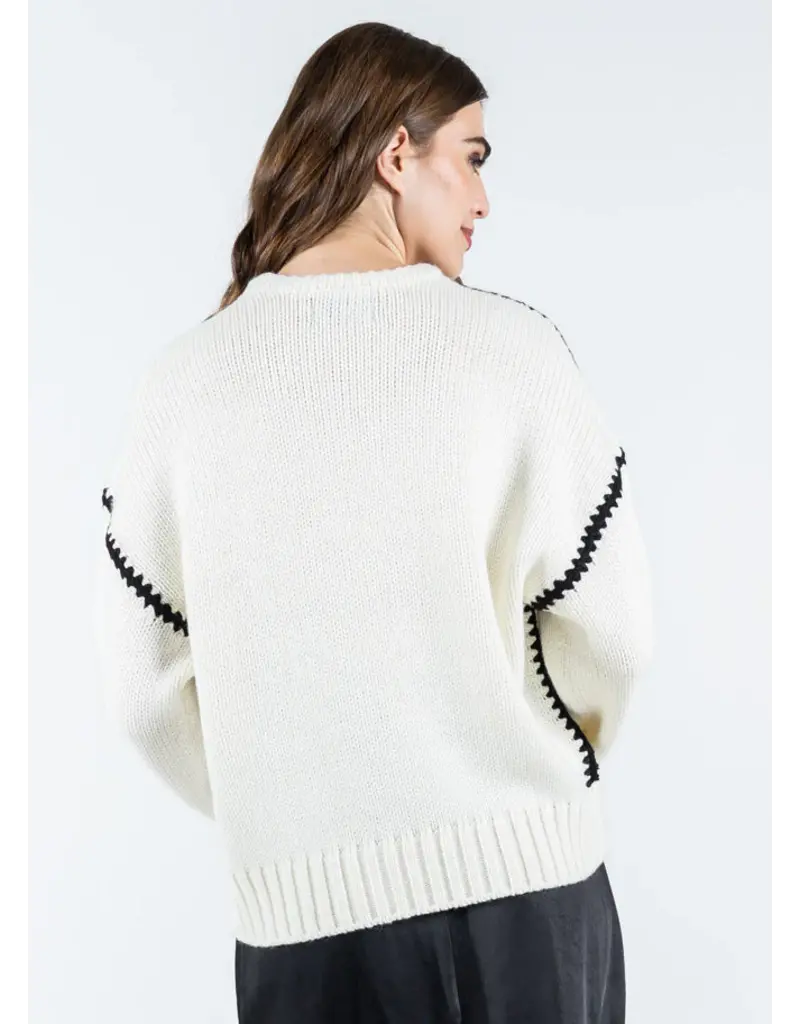 C'EST MOI CONTRAST KNIT SWEATER IVORY