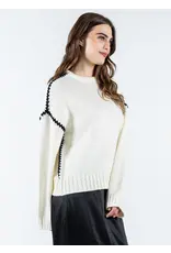 C'EST MOI CONTRAST KNIT SWEATER IVORY