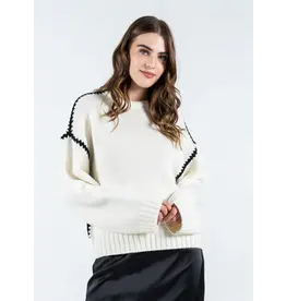 C'EST MOI CONTRAST KNIT SWEATER IVORY