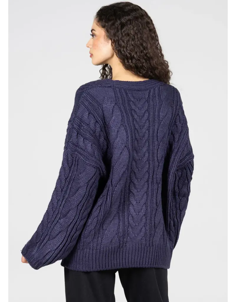 C'EST MOI CHUNKY CABLE KNIT CARDIGAN