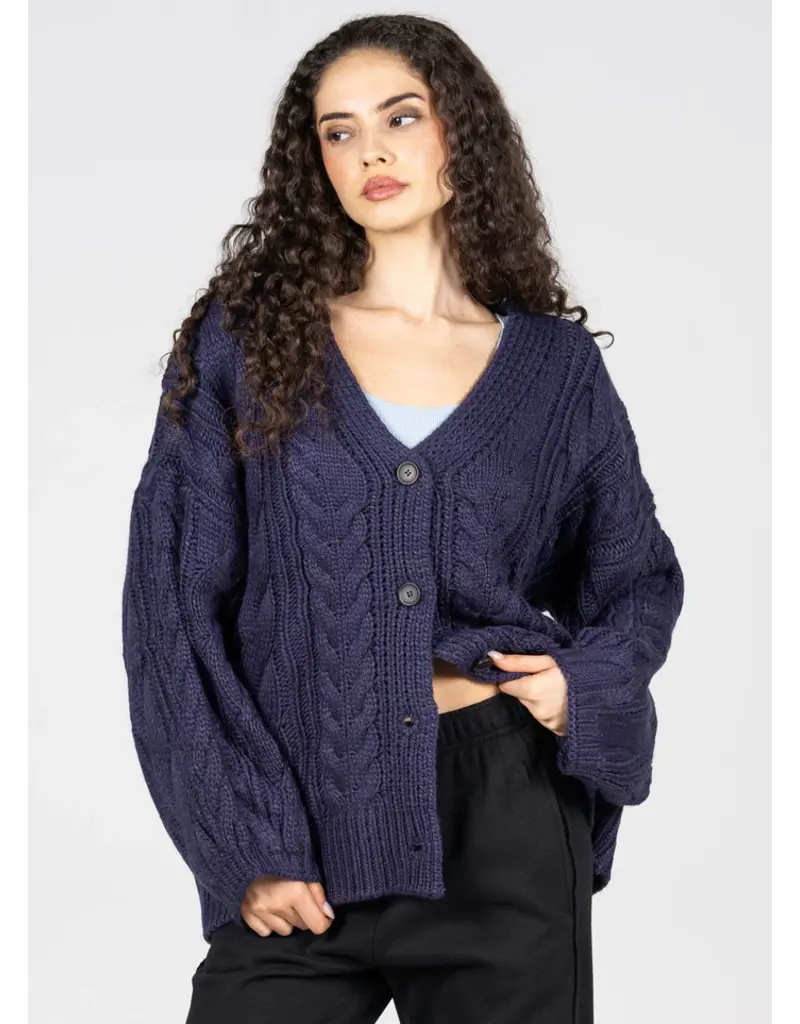C'EST MOI CHUNKY CABLE KNIT CARDIGAN