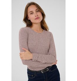 CULTURE ALEXANDRA L/S TOP BORDEAUX STRIPE