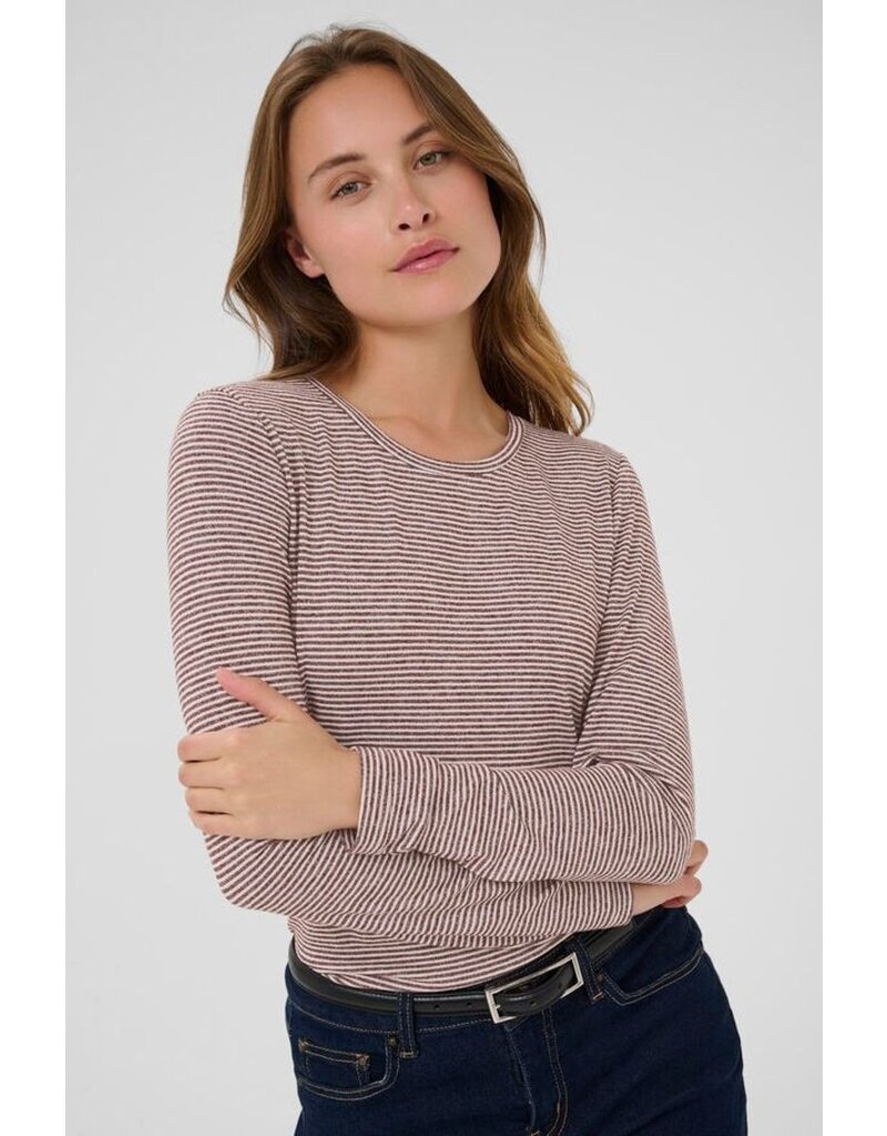 CULTURE ALEXANDRA L/S TOP BORDEAUX STRIPE