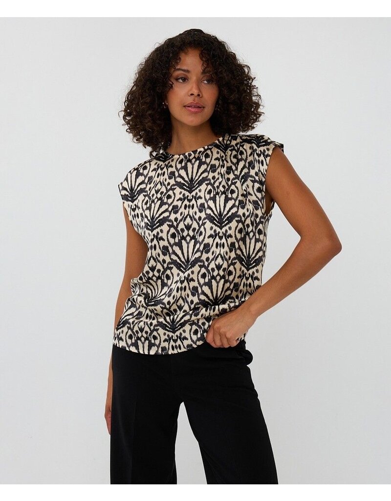 CAP SLV BLOUSE W. ZIPPER BACK
