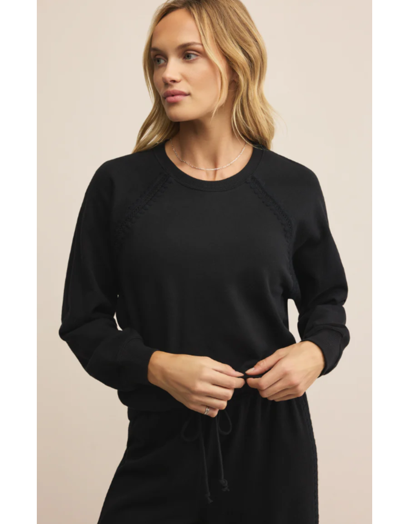 Z SUPPLY ALL AROUND COTTON SWEATSHIRT BLACK