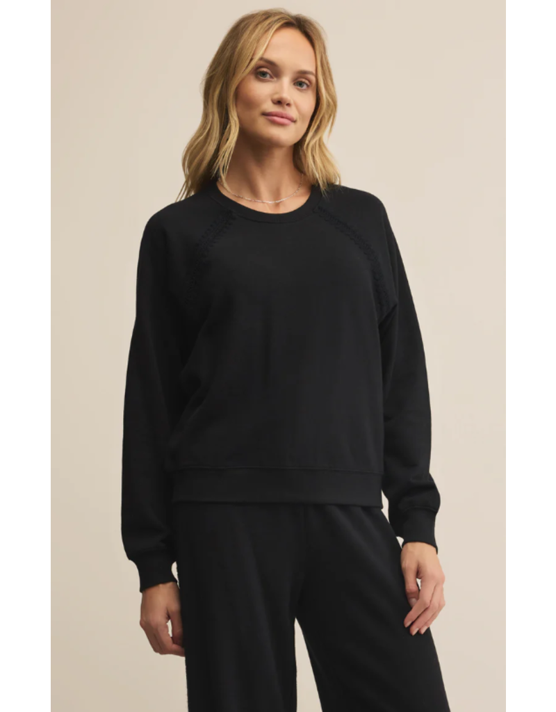 Z SUPPLY ALL AROUND COTTON SWEATSHIRT BLACK