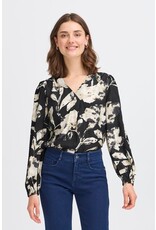 ARIANA V NECK BLACK FLORAL BLOUSE
