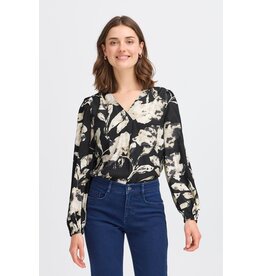 ARIANA V NECK BLACK FLORAL BLOUSE