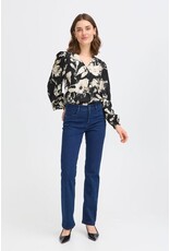 ARIANA V NECK BLACK FLORAL BLOUSE