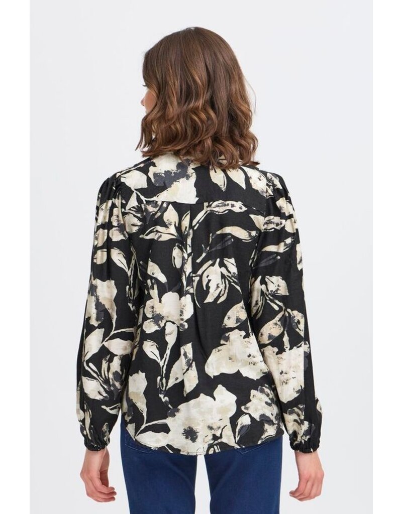 ARIANA V NECK BLACK FLORAL BLOUSE