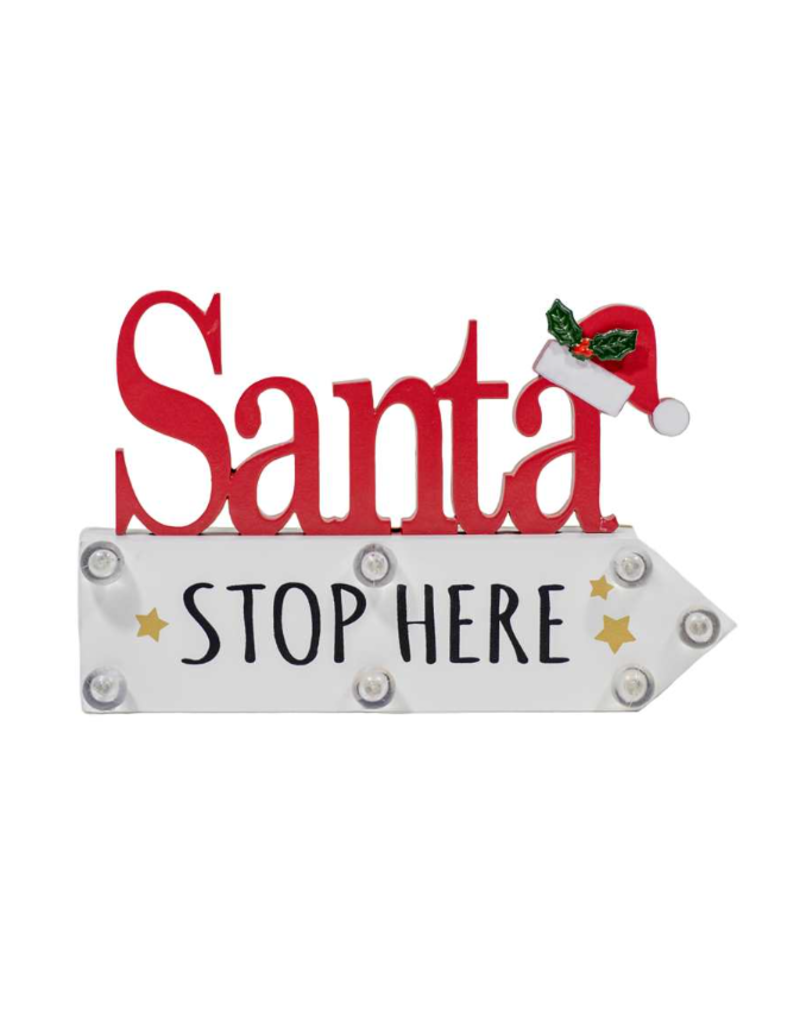 SANTA STOP HERE LED SIGN