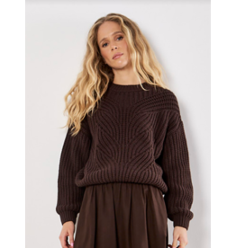CHUNKY CABLE KNIT SWEATER BROWN