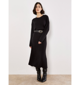 CABLE KNIT MIDI SKIRT BLACK