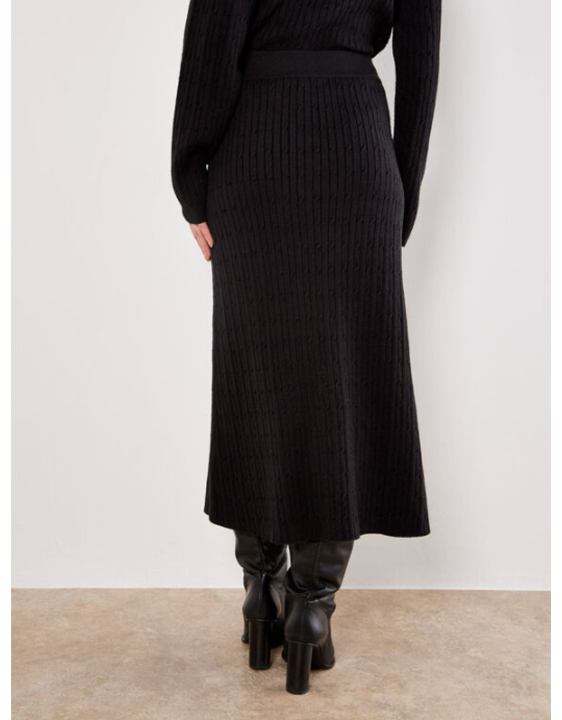 CABLE KNIT MIDI SKIRT BLACK
